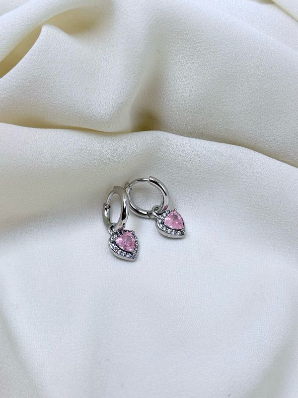 Orecchini mini love rosa silver