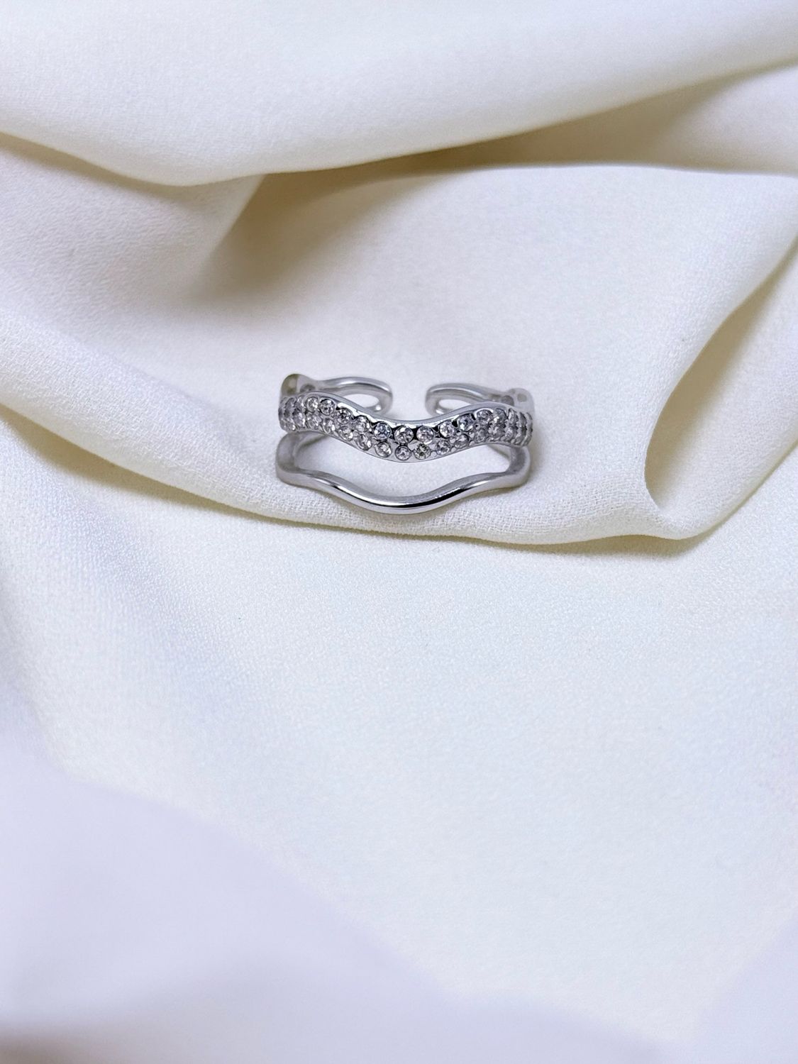 Anello double onda silver