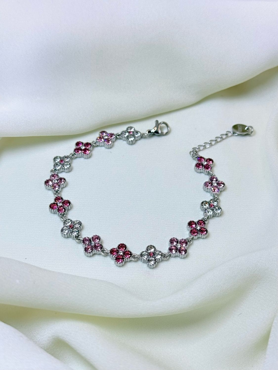 Bracciale flora rosa silver