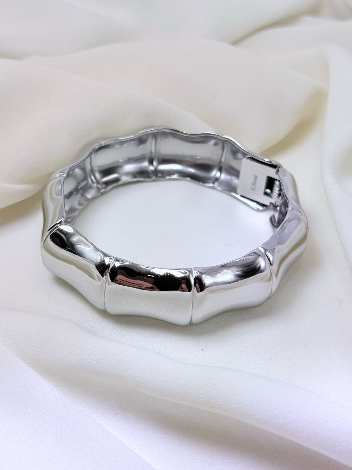 Bracciale chunky bambù silver