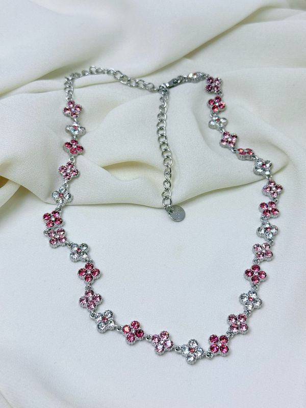 Girocollo flora rosa silver