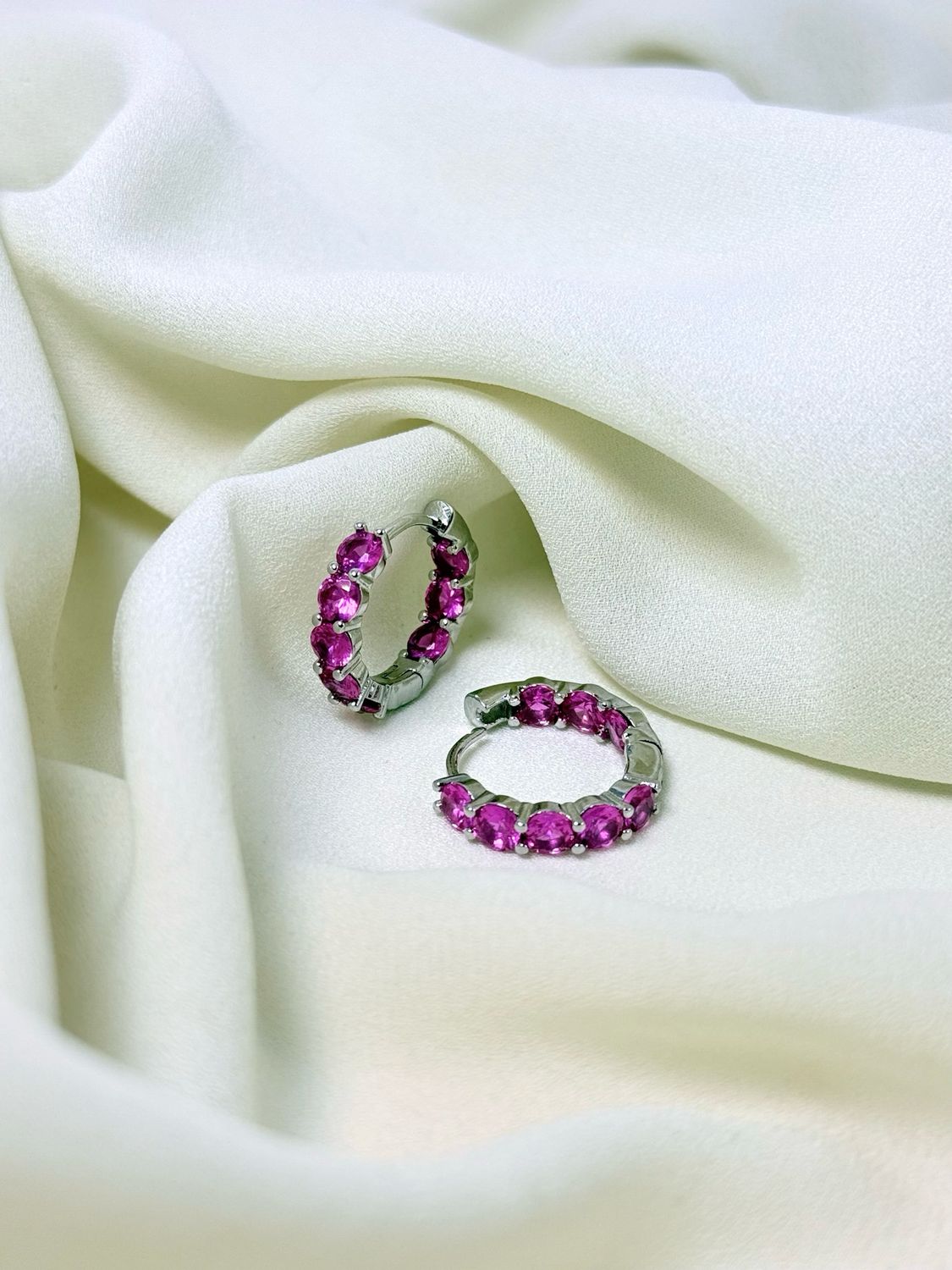 Hoop bubble fucsia silver