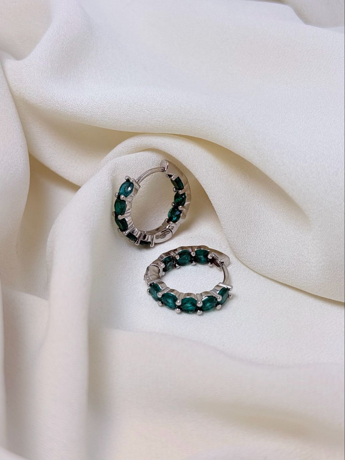 Hoop bubble verde silver