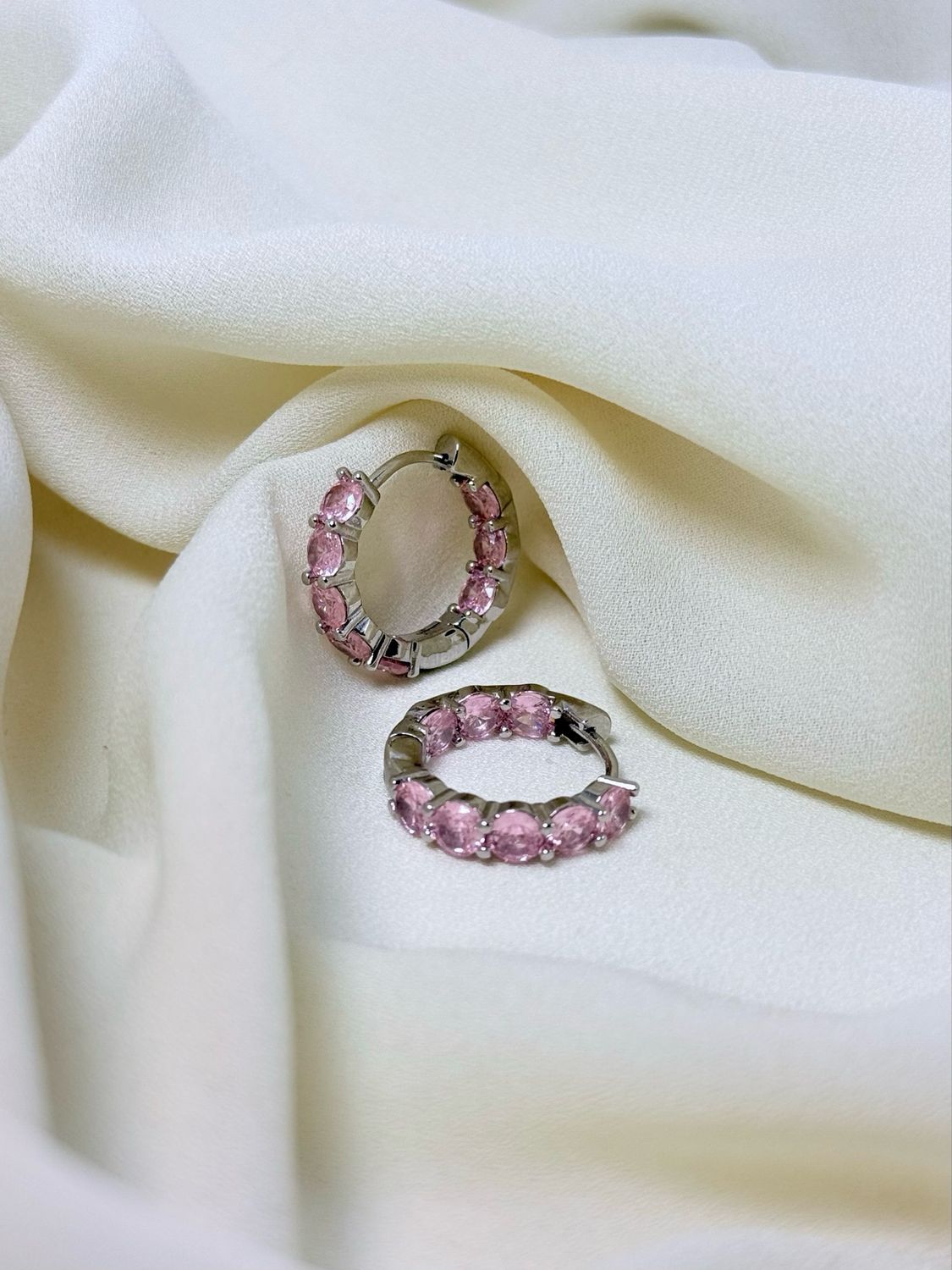 Hoop bubble rosa silver