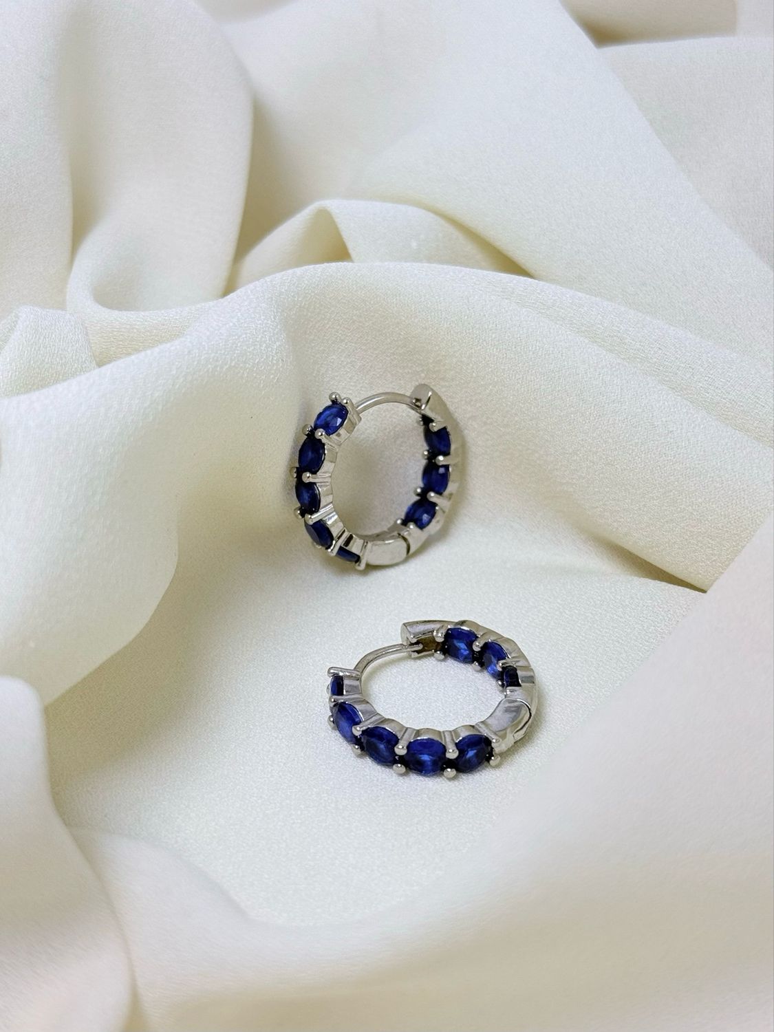 Hoop bubble blu silver