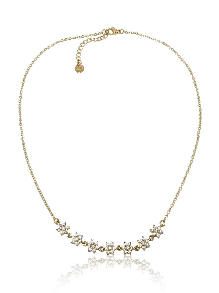 Girocollo white flowers gold