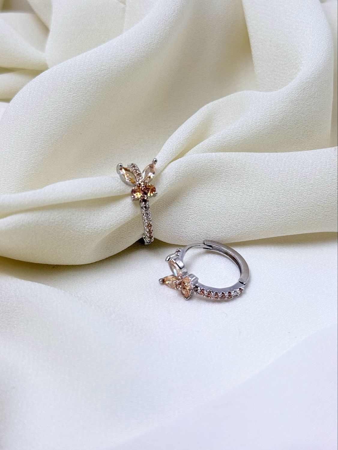 Hoop farfalle champagne silver