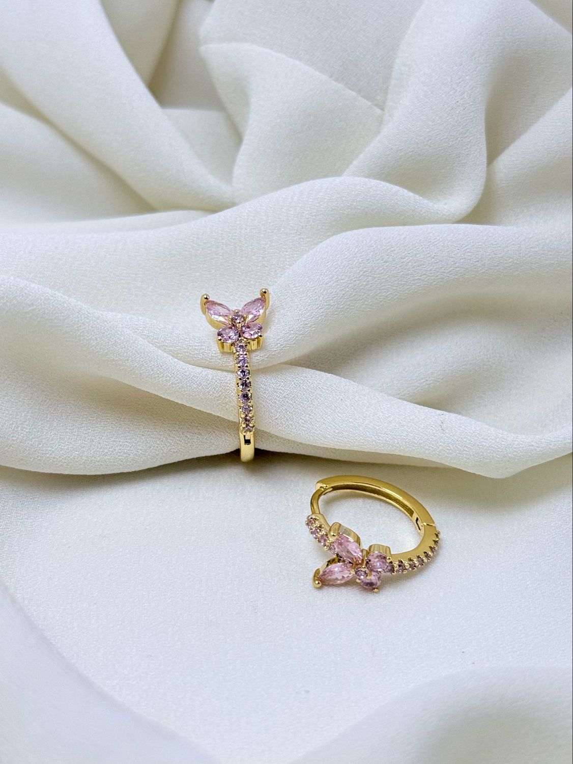 Hoop farfalle rosa gold
