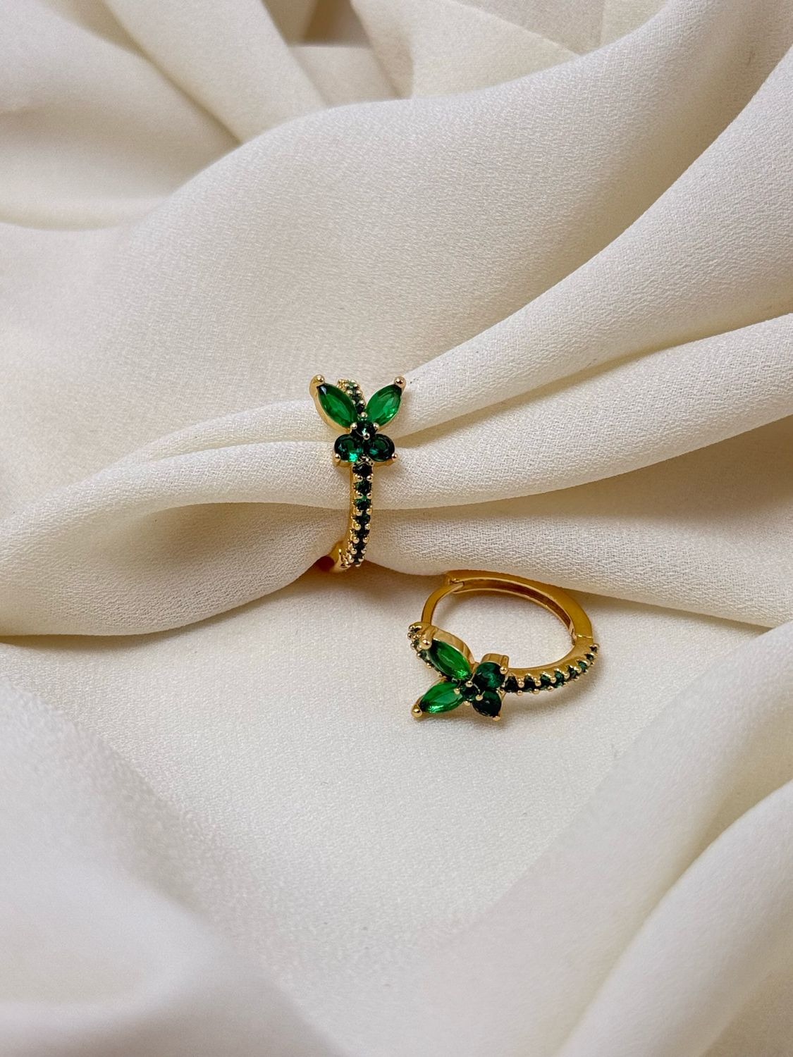 Hoop farfalle verdi gold