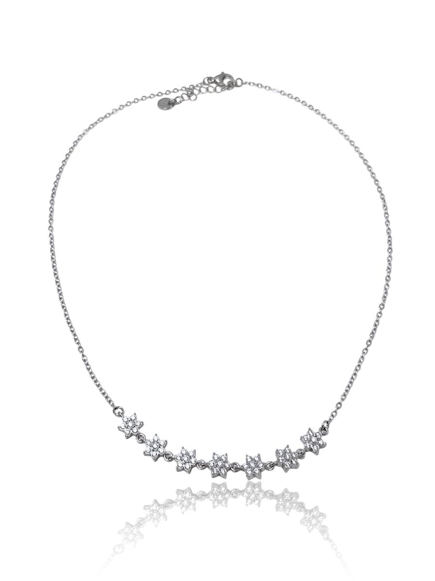 Girocollo white flowers silver