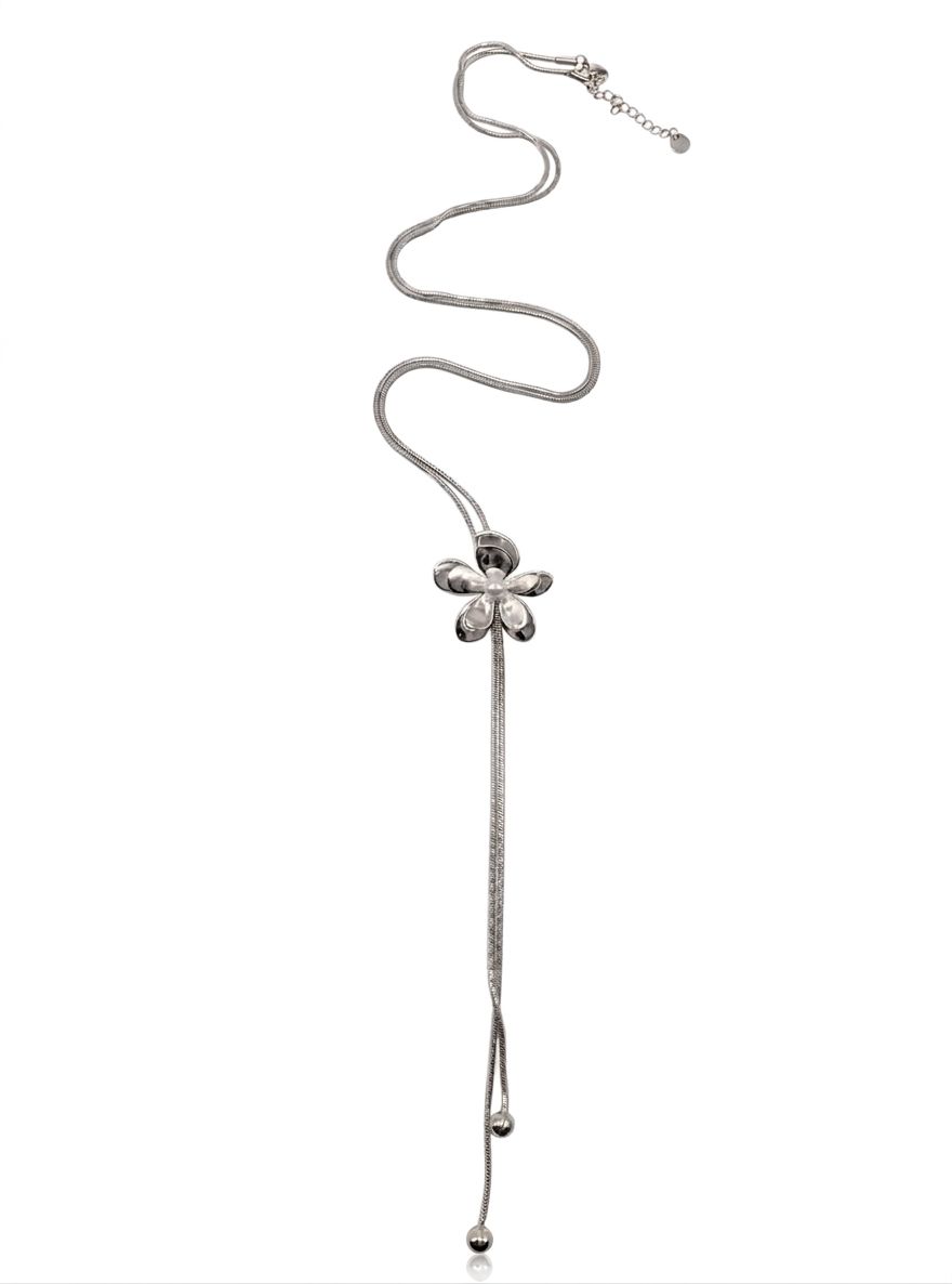 Collana cravatta margherita silver
