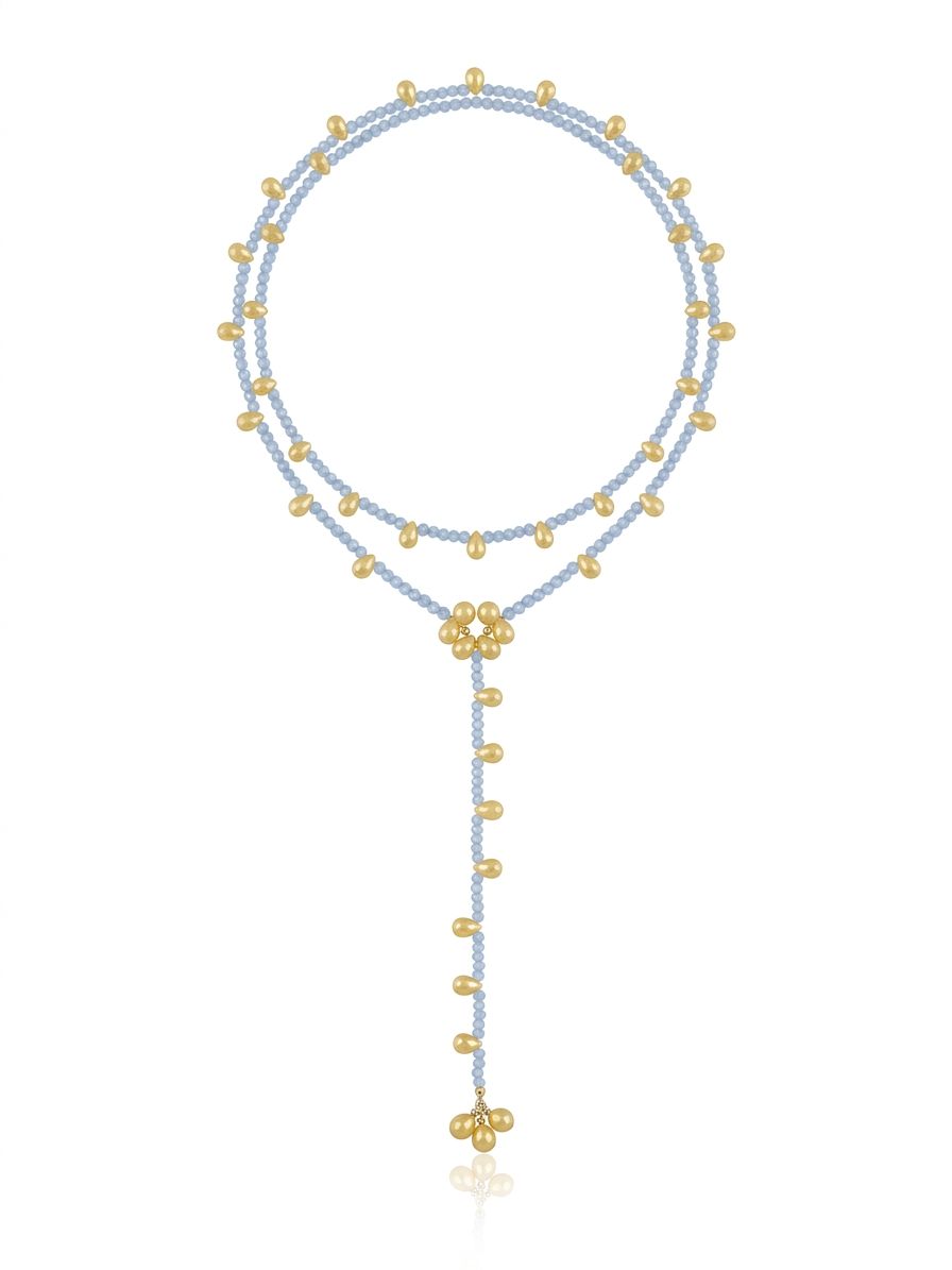 Collana lunga ninfee ice blu