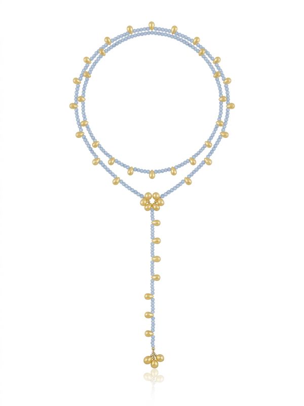 Collana lunga ninfee ice blu