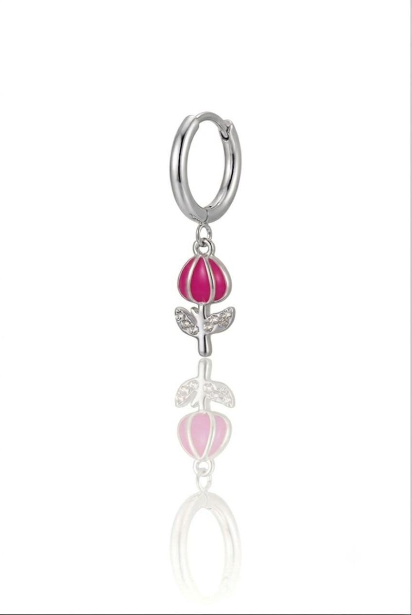 Hoop tullipà fucsia silver