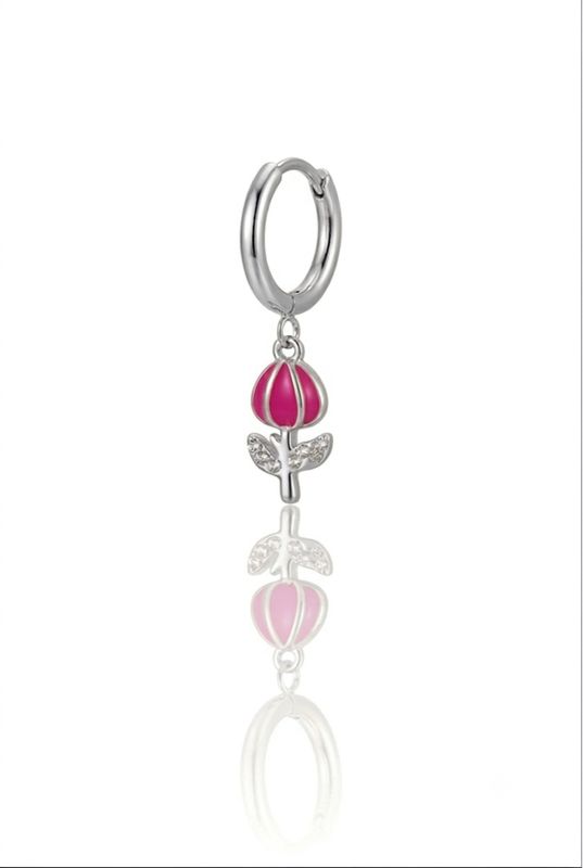Hoop tullipà fucsia silver