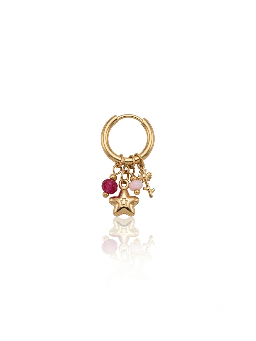 Hoop charm pink star