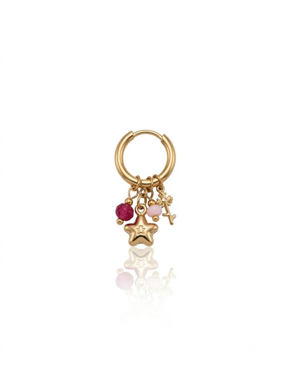 Hoop charm pink star