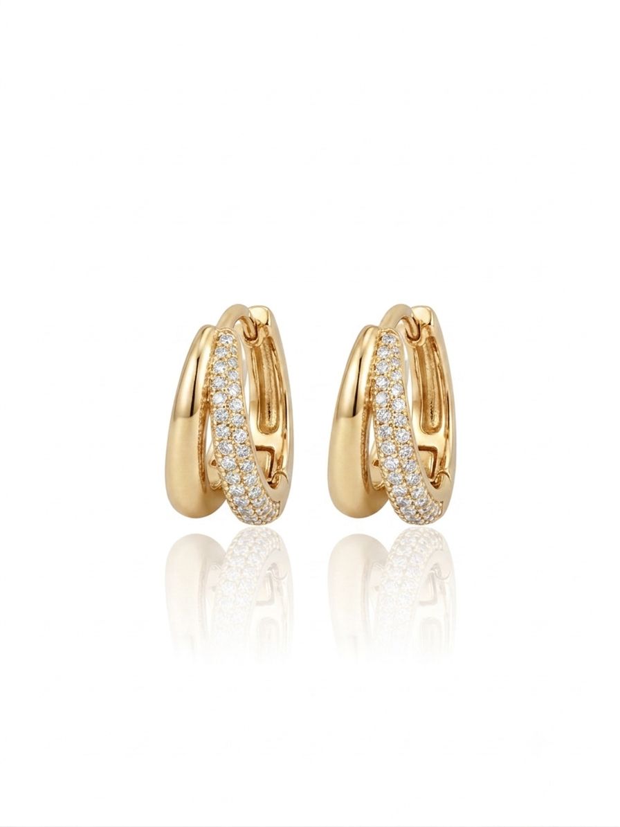 Hoop crop pavè gold