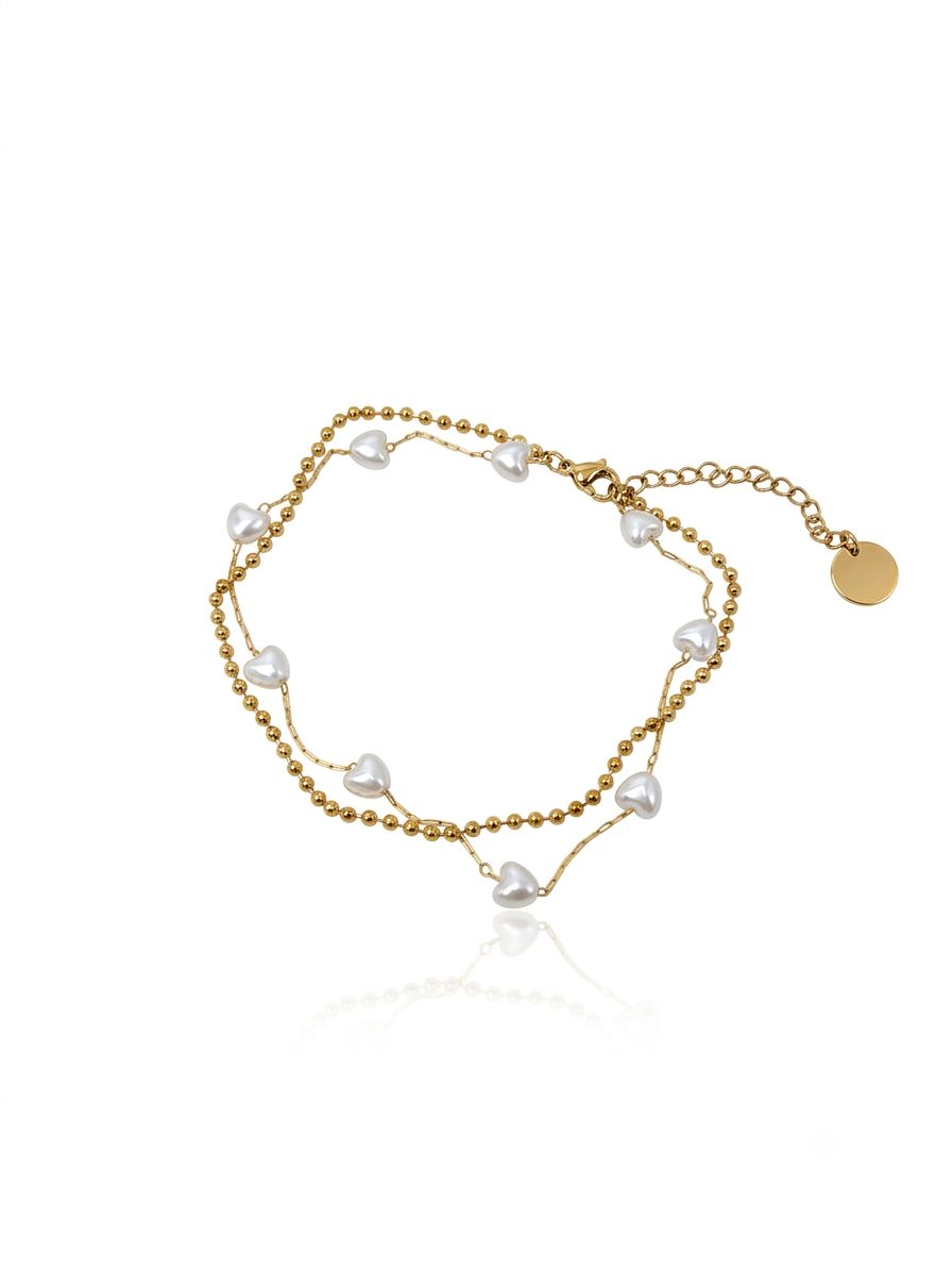 Cavigliera white love Gold
