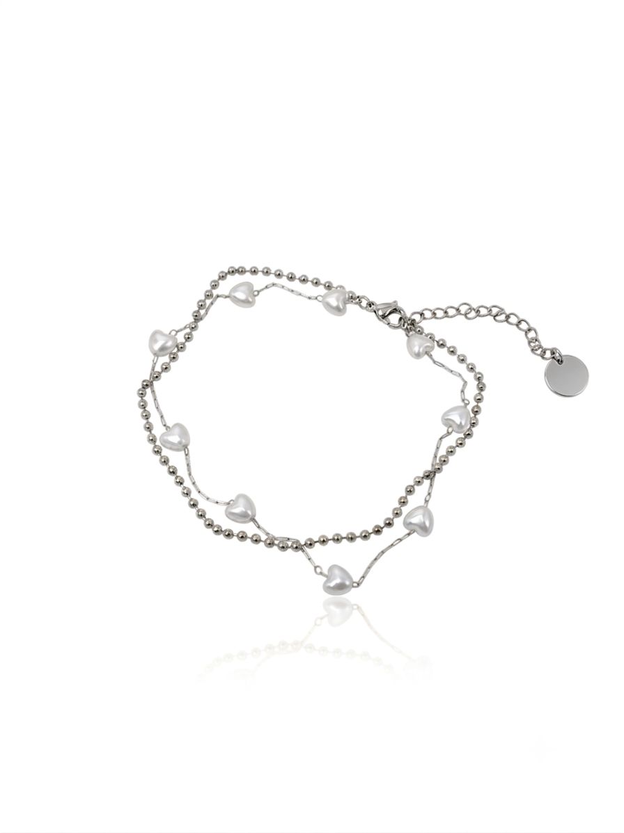 Cavigliera white love silver