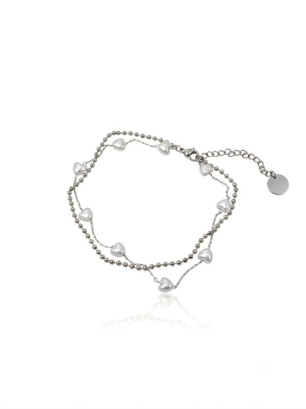 Cavigliera white love silver