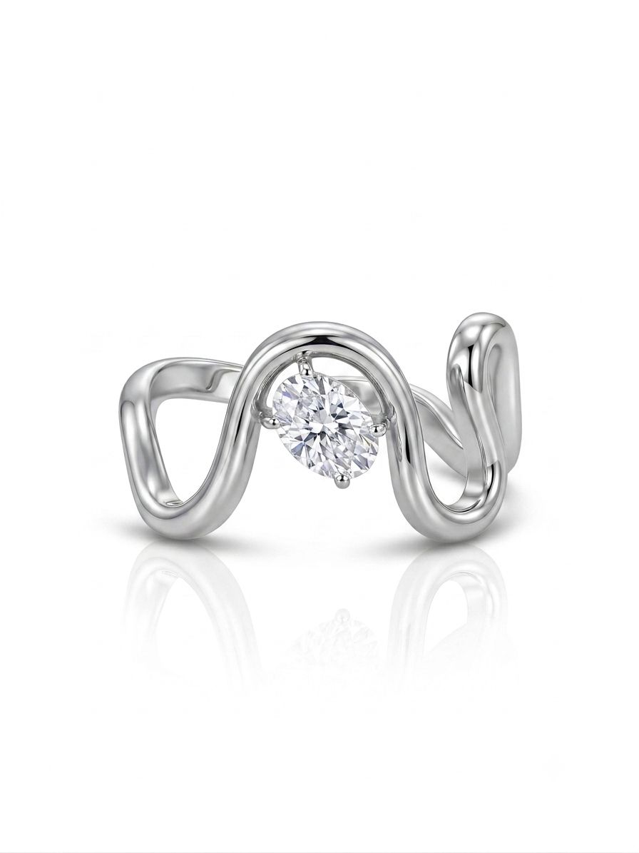 Anello onda luce silver