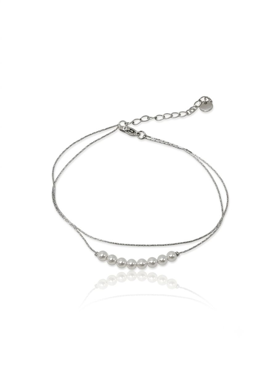 Cavigliera perle centrale silver