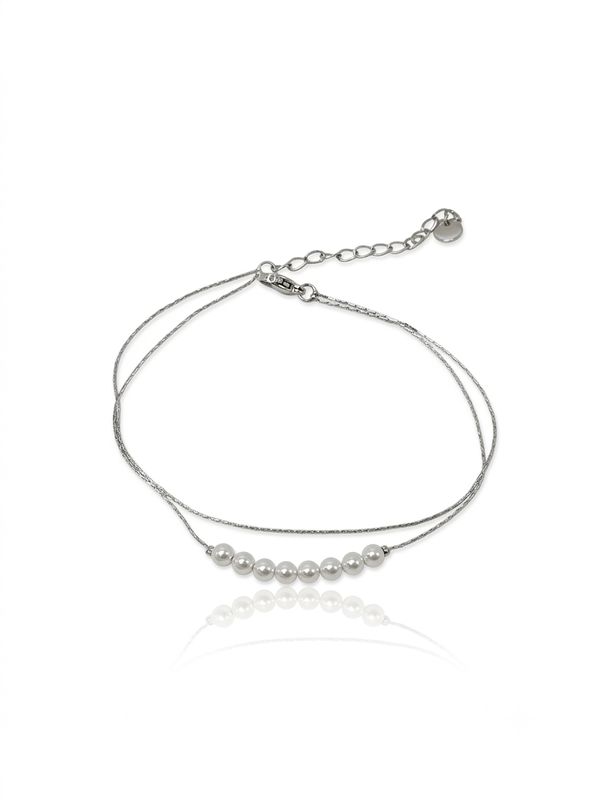 Cavigliera perle centrale silver