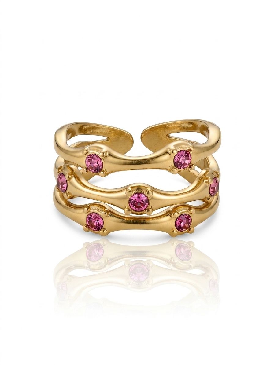 Anello fascia trio rosa