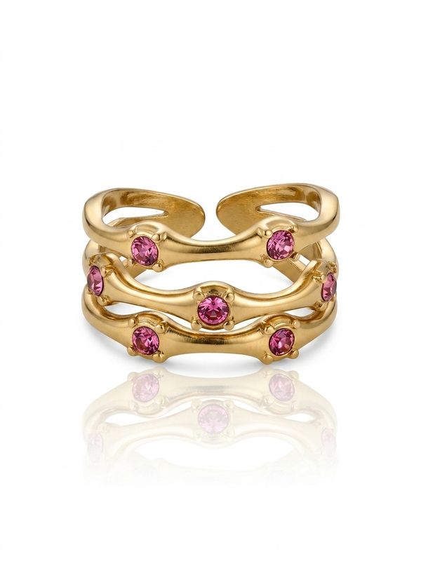 Anello fascia trio rosa