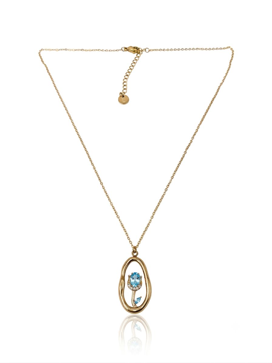 Collana charm tullipà celeste gold