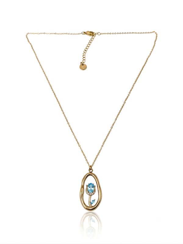 Collana charm tullipà celeste gold