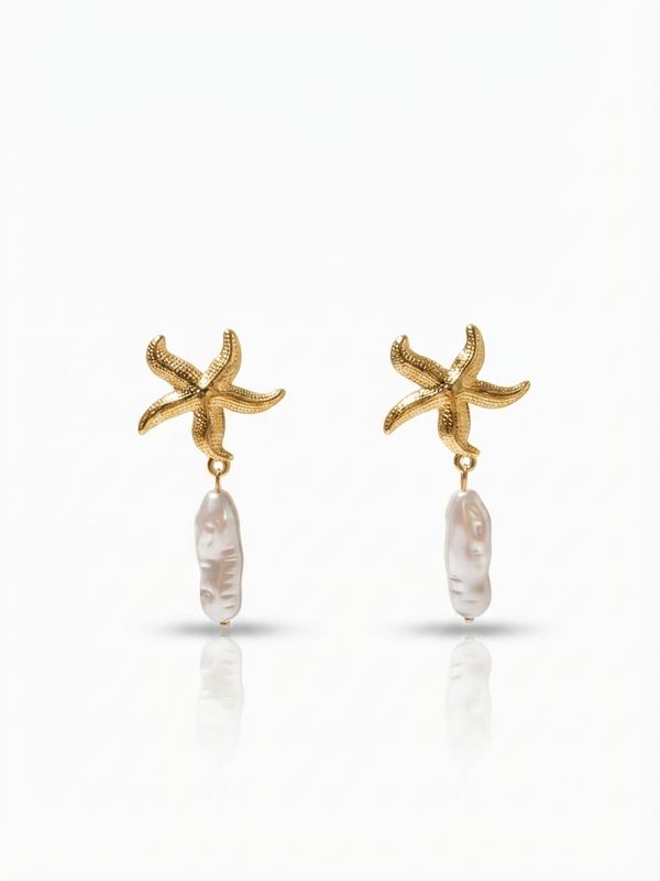Orecchini perla marina Gold