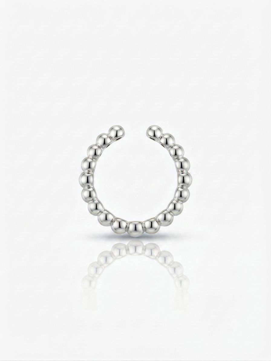 Anello fascia bollicine silver