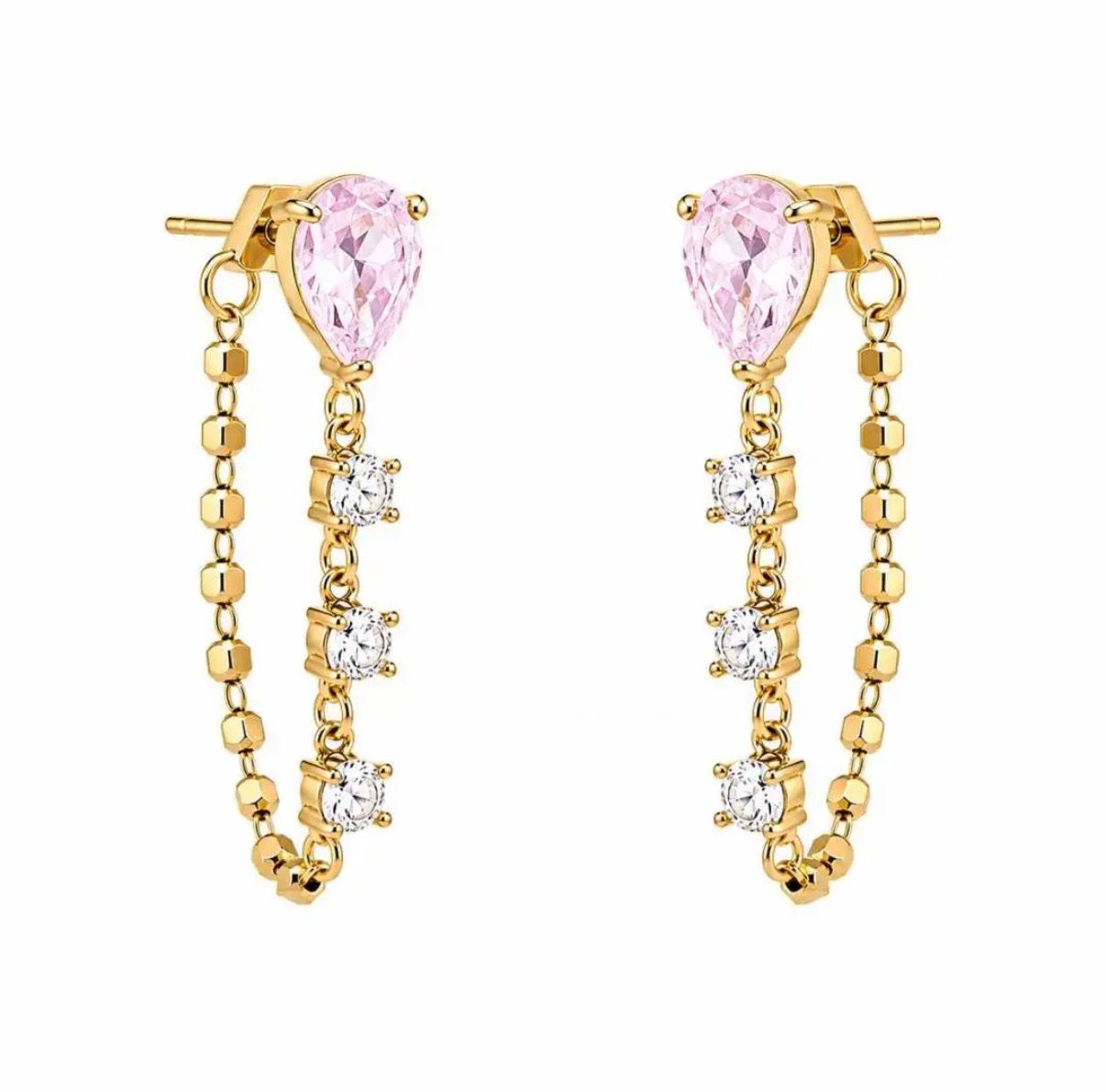 Orecchini crystal cascade pink