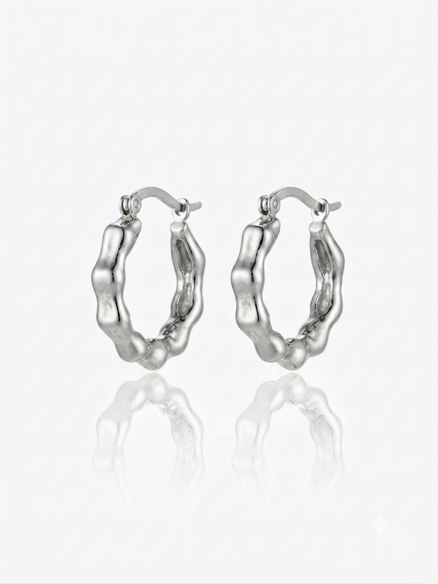 Orecchini mini bambù silver