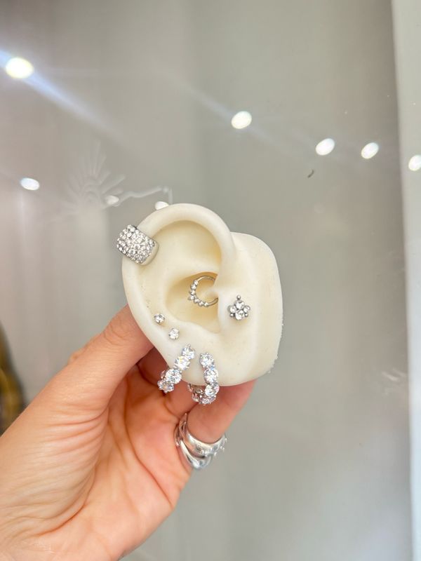 Earcuff bold pavè silver