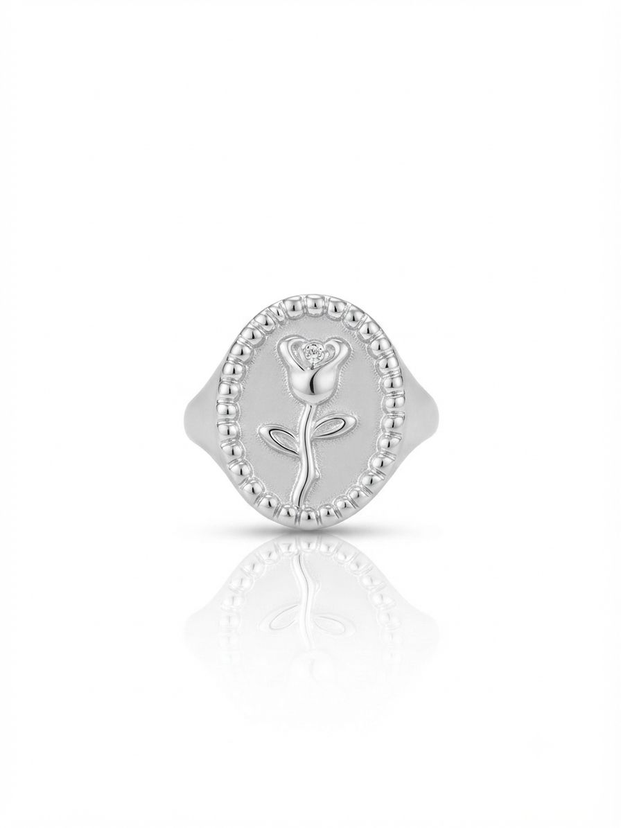 Anello sigillo rosa Silver