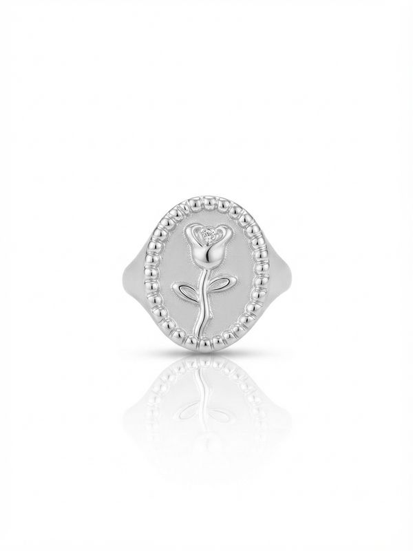 Anello sigillo rosa Silver