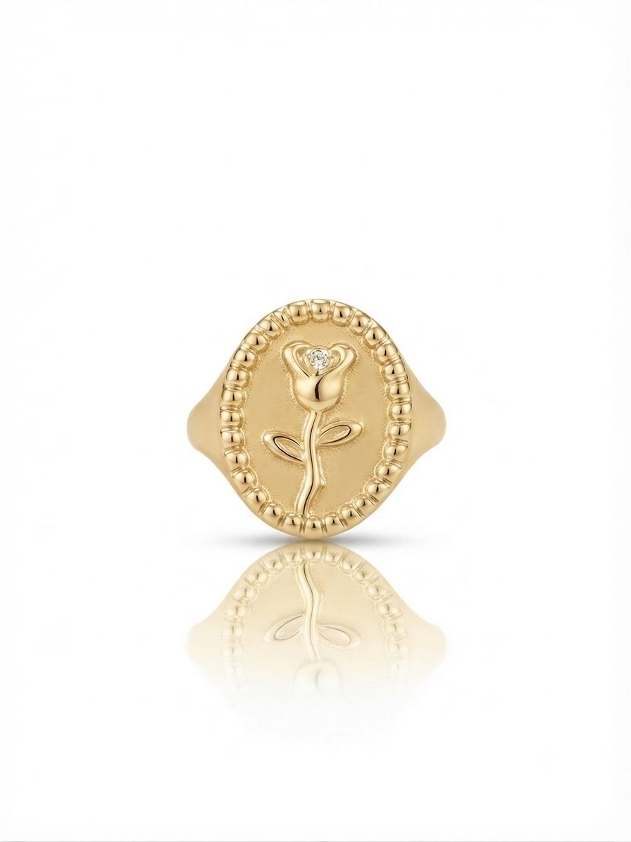 Anello sigillo rosa Gold