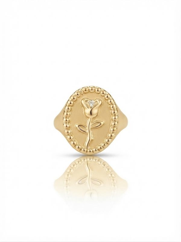 Anello sigillo rosa Gold