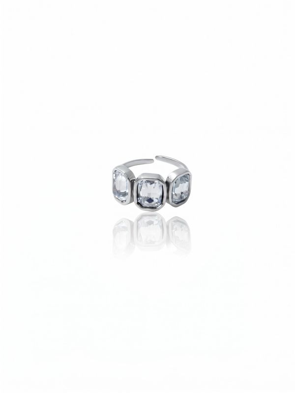 Anello big trilogy white silver