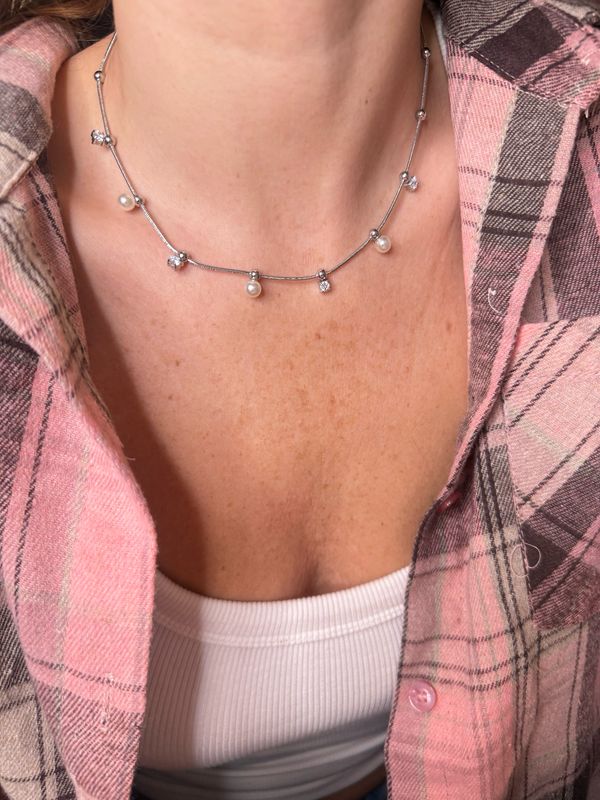 Girocollo perle di luce silver