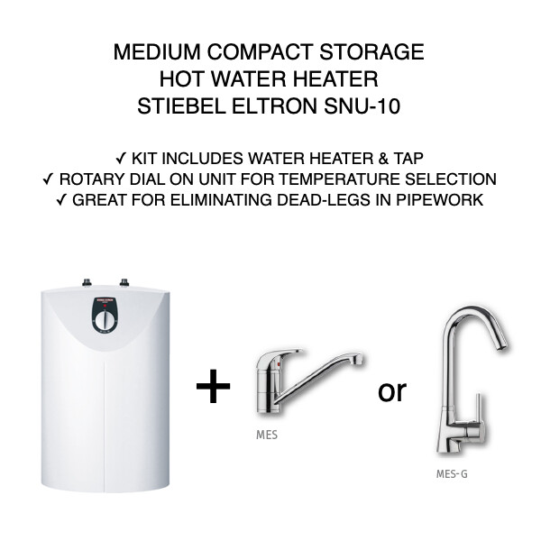 MEDIUM Compact Storage Water Heater 1-Phase STIEBEL ELTRON SNU-10 with TAP KIT