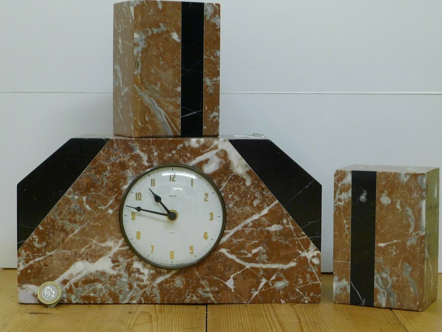 Marble Quartz Clock with Garnitures