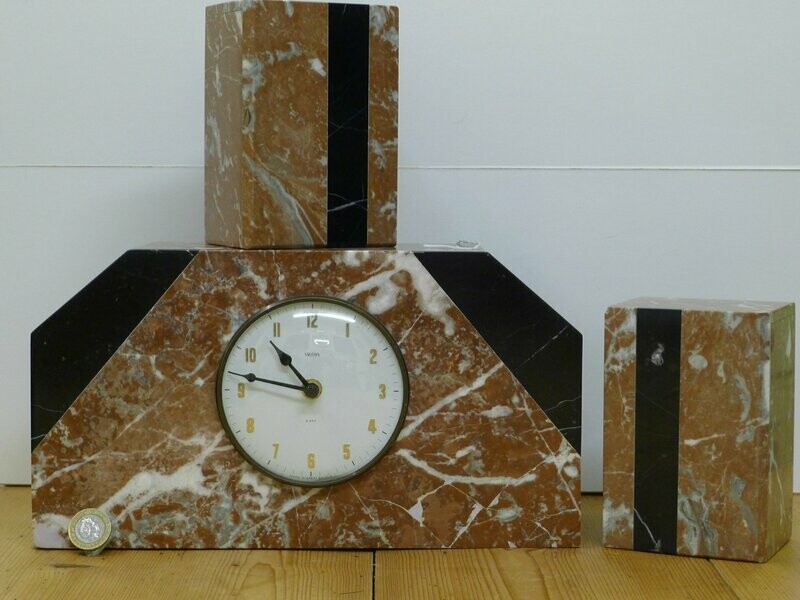 Marble Quartz Clock with Garnitures