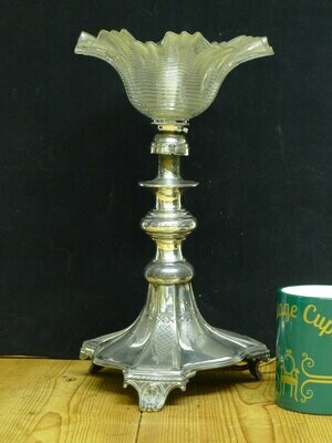 Silver Plate candelabra style Lamp with original glass shade