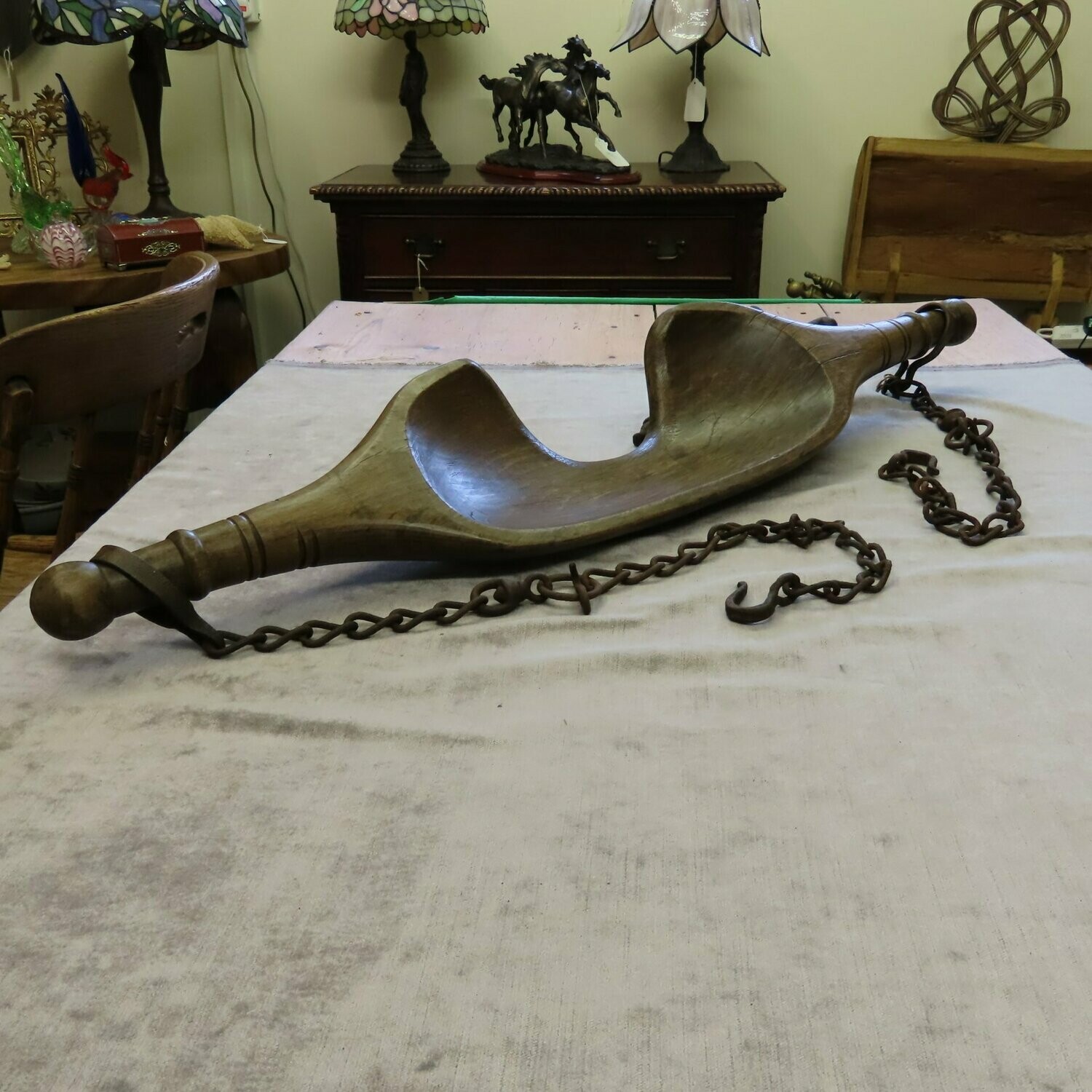 Antique Wood yoke with Original chains