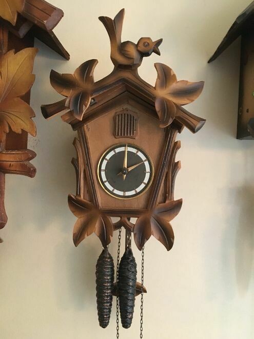 Little retro style Cuckoo clock. Weight Driven mechanical. 30 hour.  SOLD