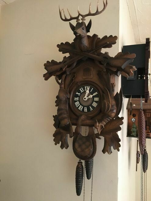 Black Forest Hunting Cuckoo Clock. Mechanical 30 hour .  SOLD